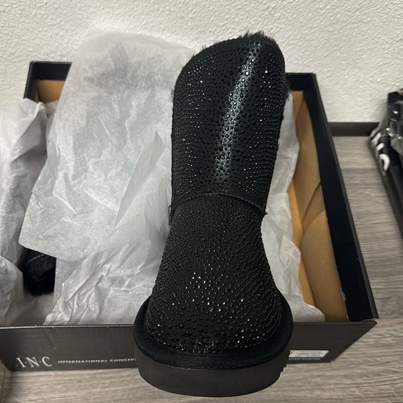 Inc International Concepts Adrief Black Bling Pull On Ankle Boots - Picture 5 of 5